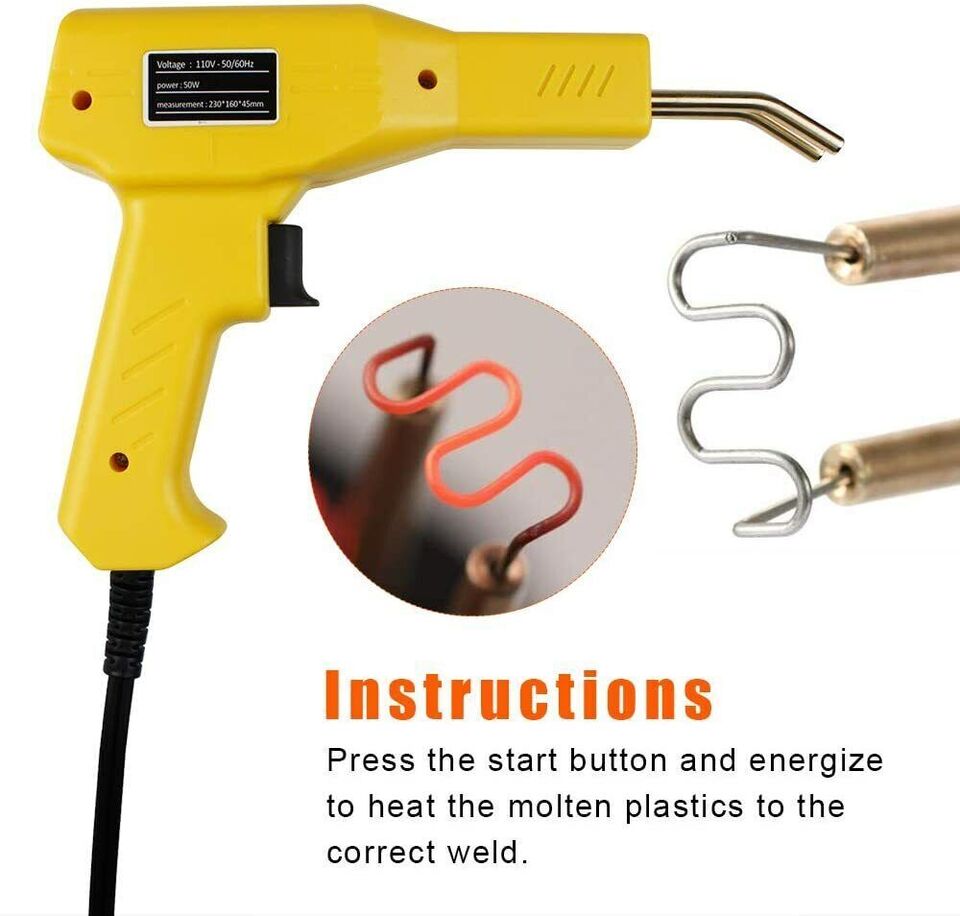 Plastic Repair Hot Stapler Kit for Car Bumpers & Fenders with Welder Machine + 800 Staples