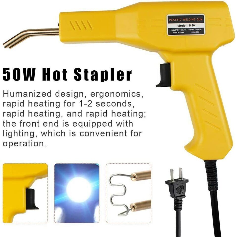 Plastic Repair Hot Stapler Kit for Car Bumpers & Fenders with Welder Machine + 800 Staples