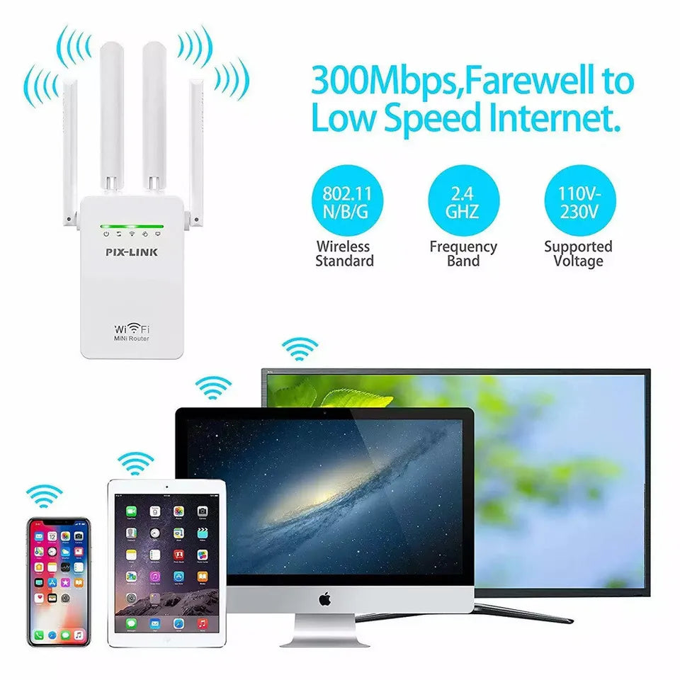 1200Mbps WiFi Range Extender Repeater Wireless Amplifier Router Signal Booster