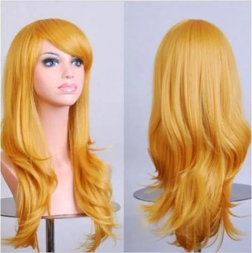 70cm  Long Curly Wig for Cosplay and Costume Parties, Full and Wavy Anime-Style Hair