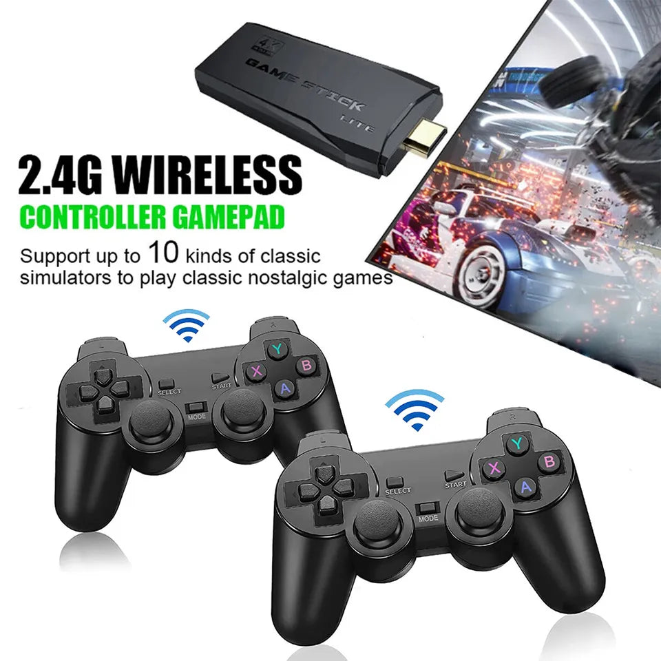HDMI 4K Retro Game Stick Console – 64GB with 20,000+ Classic Games & 2 Wireless Controllers