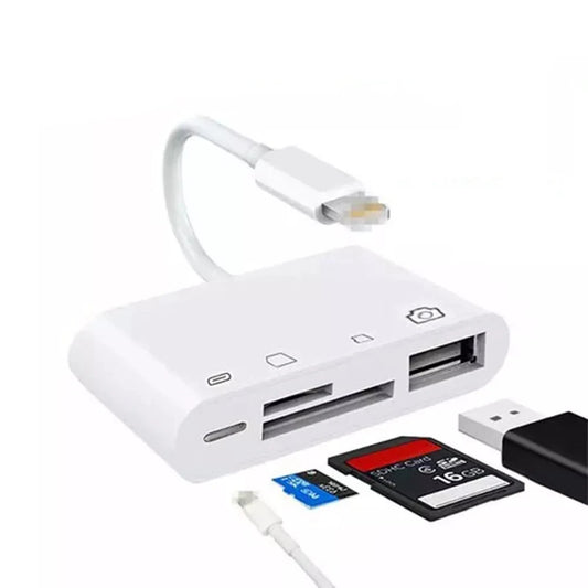 4-in-1 USB Camera and Micro SD Card Reader Adapter for iPhone, iPad, and iPod