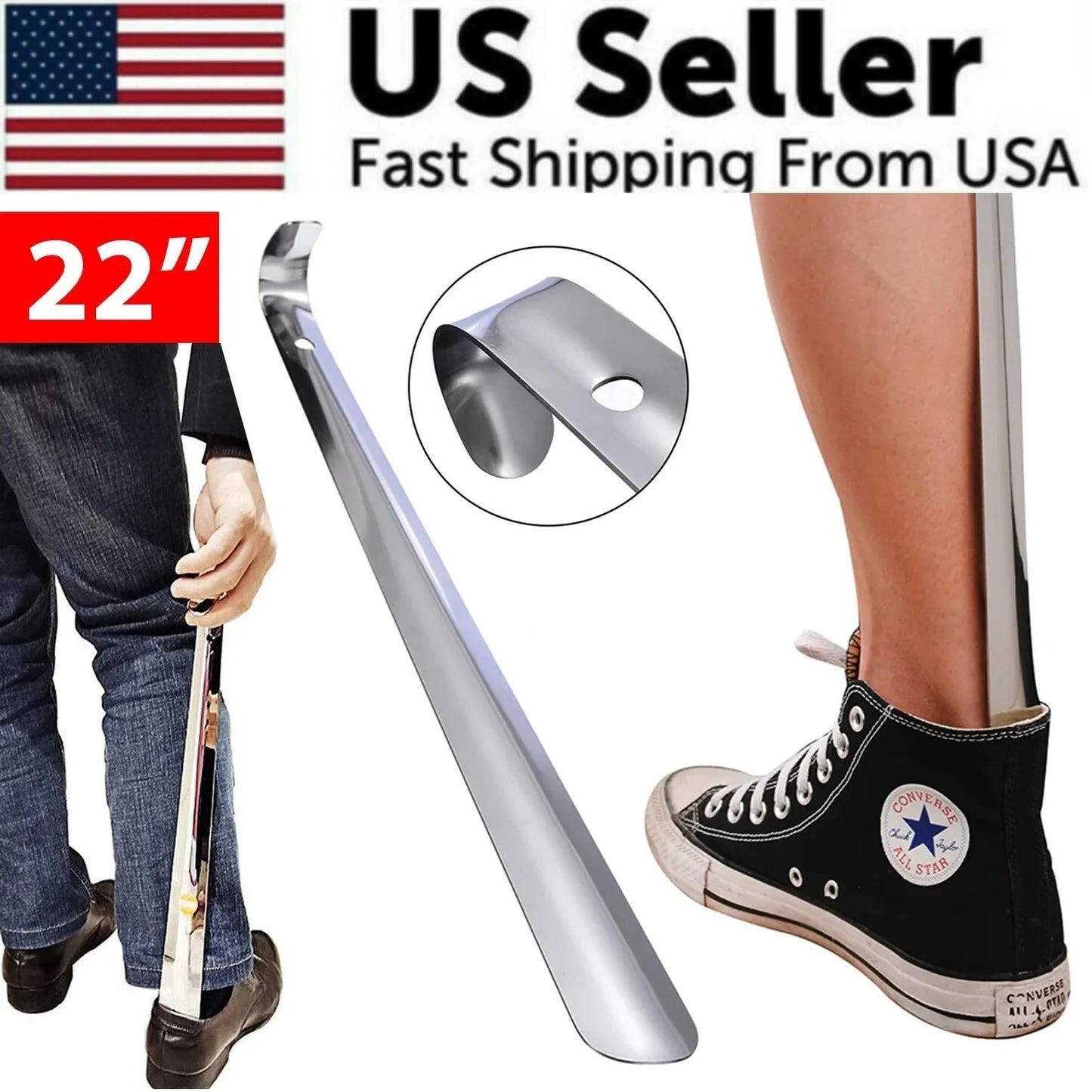 22" Stainless Steel Extra Long Shoe Horn