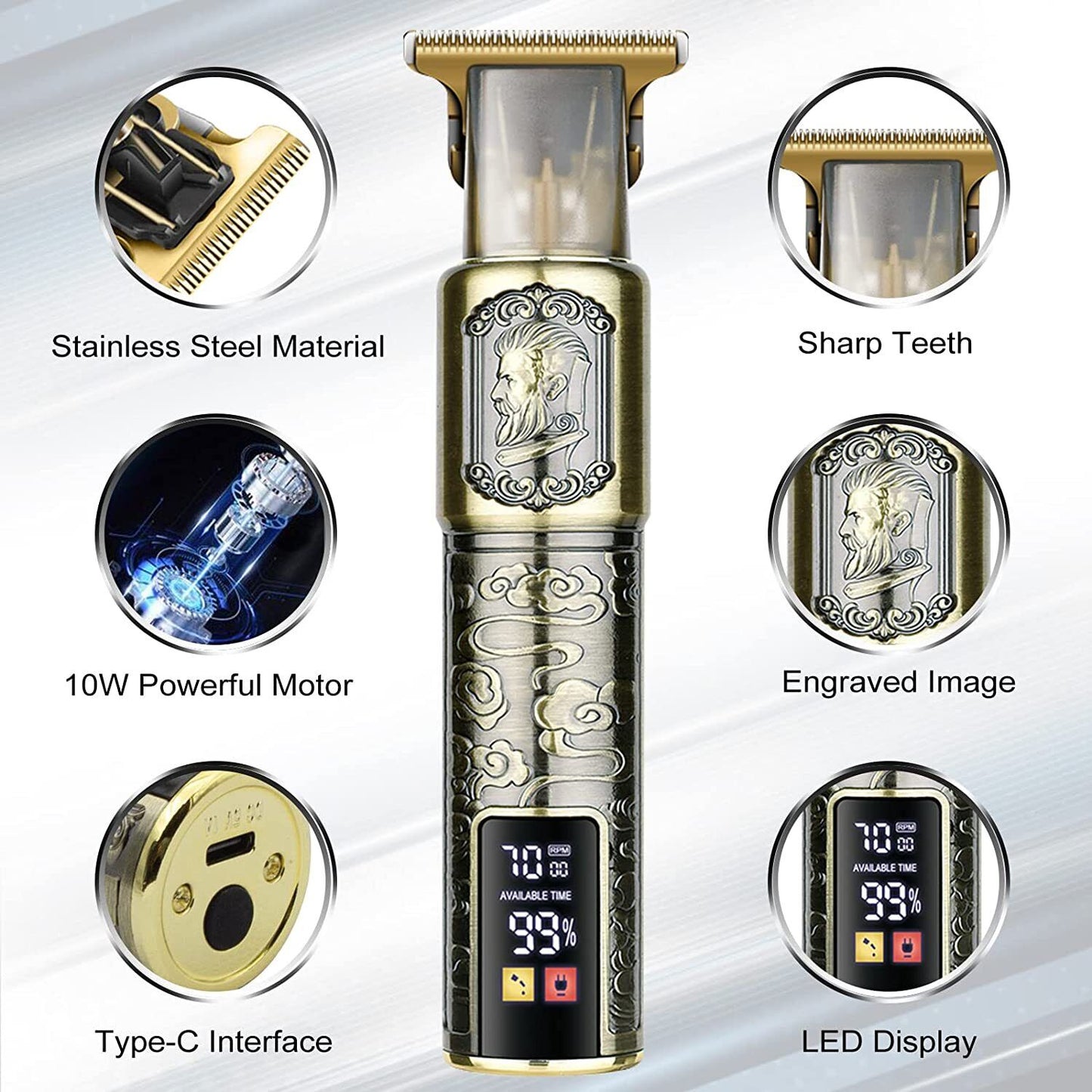 Professional Men's Beard & Hair Trimmer Kit: Cordless T-Blade Shaver & Barber