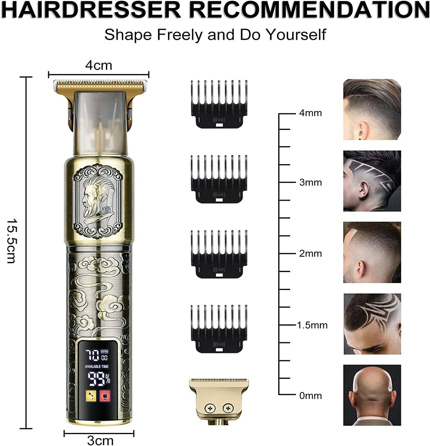 Professional Men's Beard & Hair Trimmer Kit: Cordless T-Blade Shaver & Barber