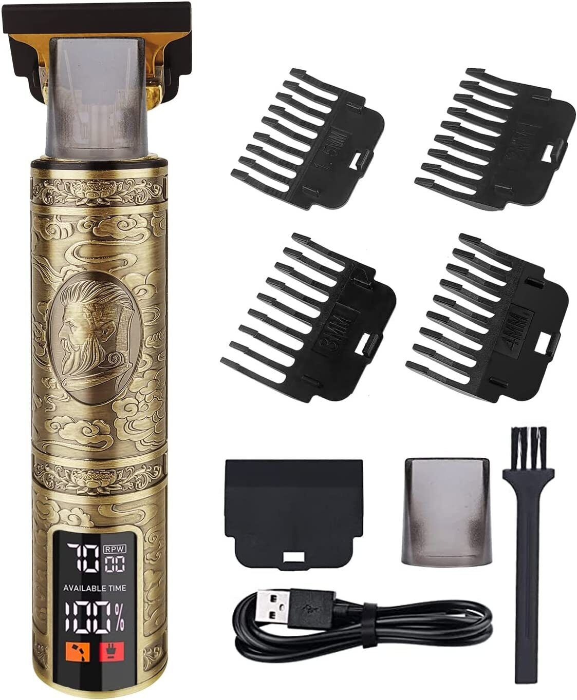 Professional Men's Beard & Hair Trimmer Kit: Cordless T-Blade Shaver & Barber