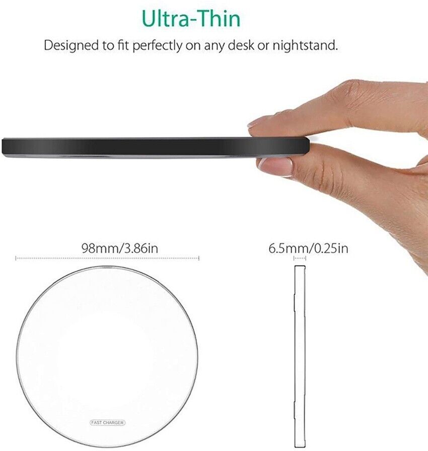 Fast Wireless Charging Pad Dock Compatible with Samsung, iPhone, and Android Cell Phone