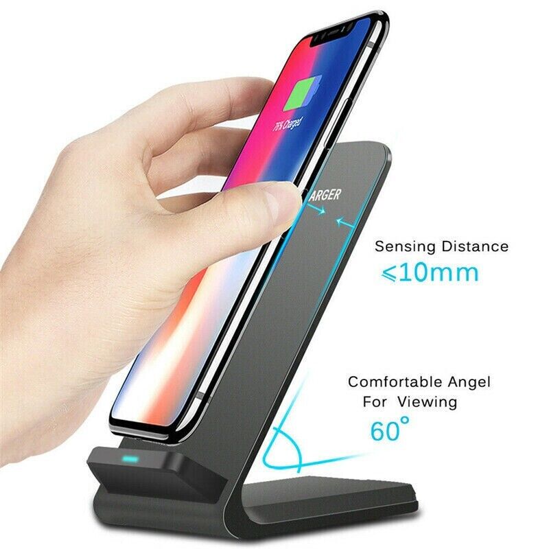 Fast Wireless Charging Pad Stand Dock Compatible with Samsung Galaxy, iPhone, and Other Smartphones