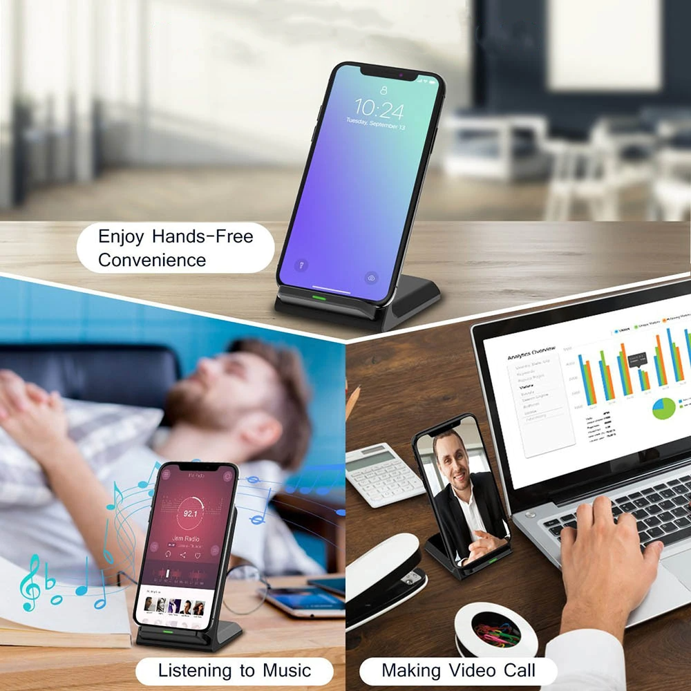 Fast Wireless Charging Pad Stand Dock Compatible with Samsung Galaxy, iPhone, and Other Smartphones