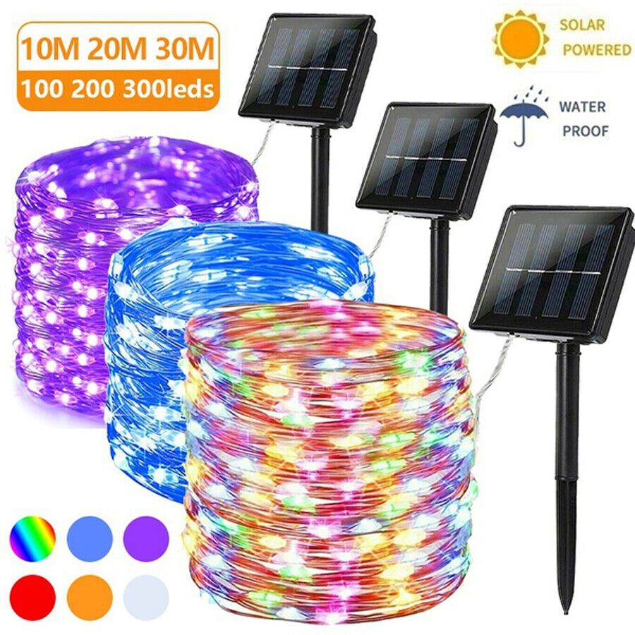 100-400 LED Solar Power String Fairy Lights Garden Outdoor Party Christmas Lamp