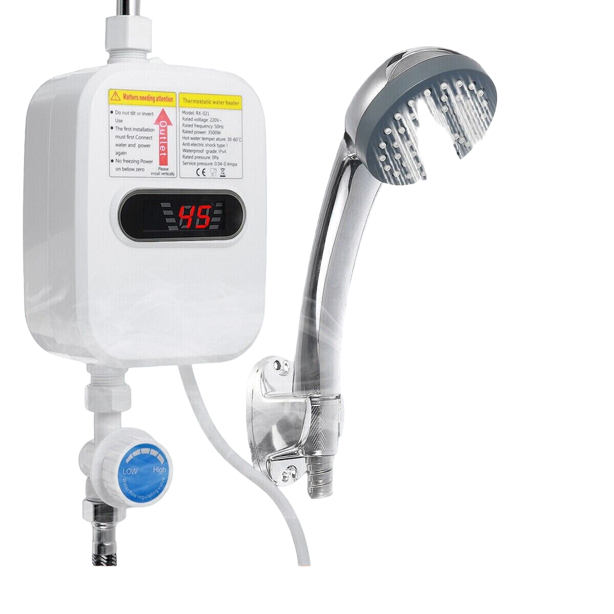 Instant Hot Water Heater Tankless Electric Shower W/Shower Head 3500W 110V