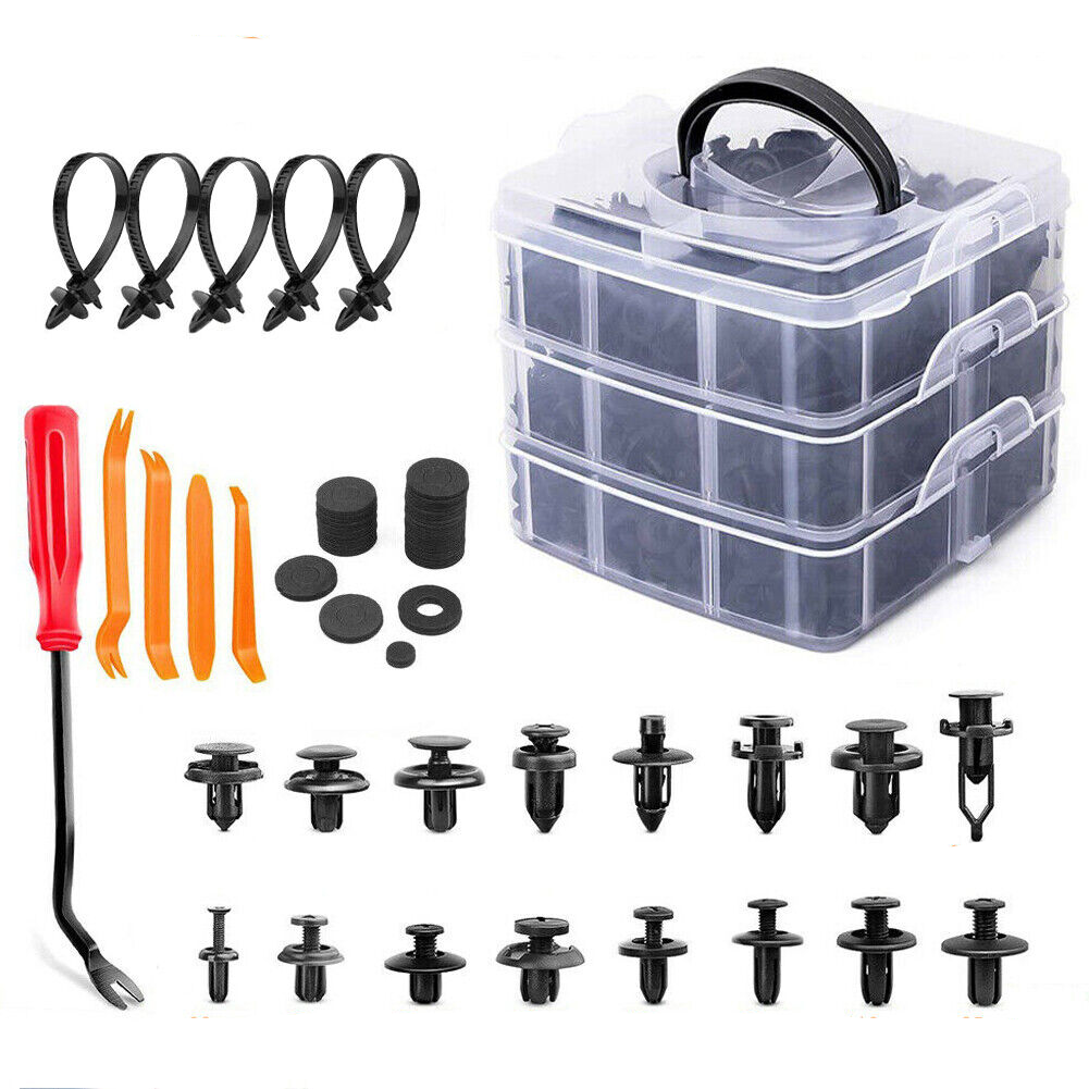 750 Pcs Car Retainer Nylon Auto Fasteners Push Trim Clips Pin Rivet Bumper Kit