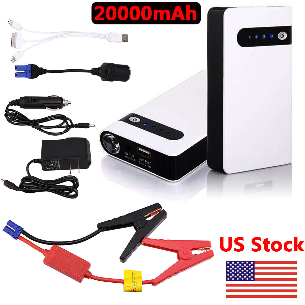 Portable Car Jump Starter 20000mAh with Flashlight