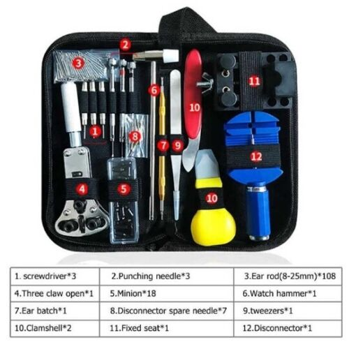 147 pcs Watch Repair Kit Watchmaker Back Case Remover Opener Link Pin Spring Bar