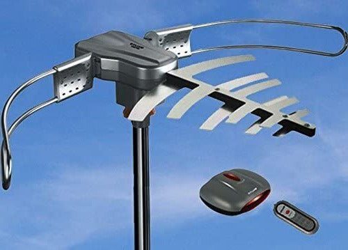 150+ Miles Outdoor TV Antenna Motorized Amplified HDTV High Gain 36 dB UHF VHF