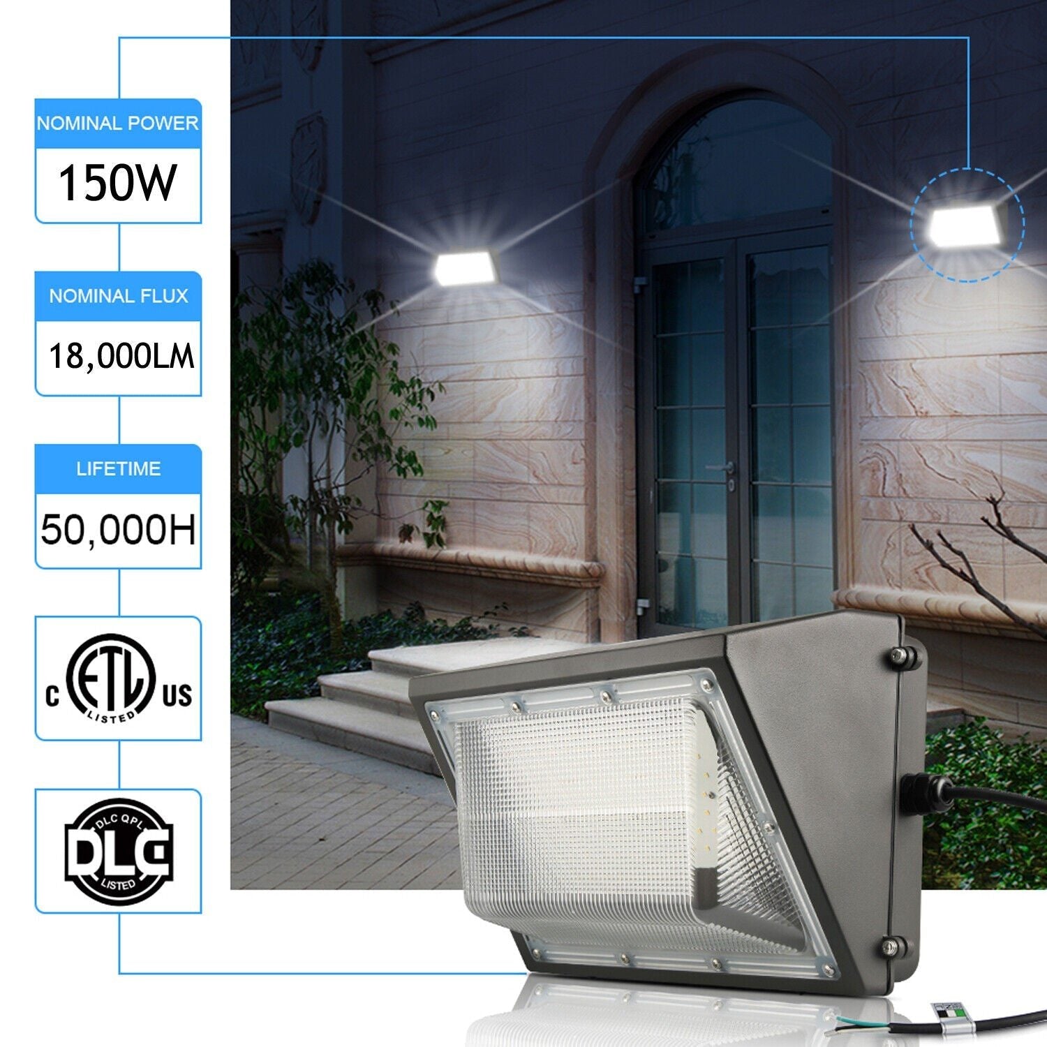 150W/125W Led Wall Pack Light Porch Outdoor Fixture Building Home Warehouse