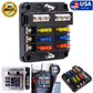 6-Circuit ATC/ATO Blade Fuse Block with Ground & LED Indicator – 100A Max for Automotive, Marine, RV, and DC Power Systems