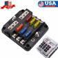 6-Circuit ATC/ATO Blade Fuse Block with Ground & LED Indicator – 100A Max for Automotive, Marine, RV, and DC Power Systems