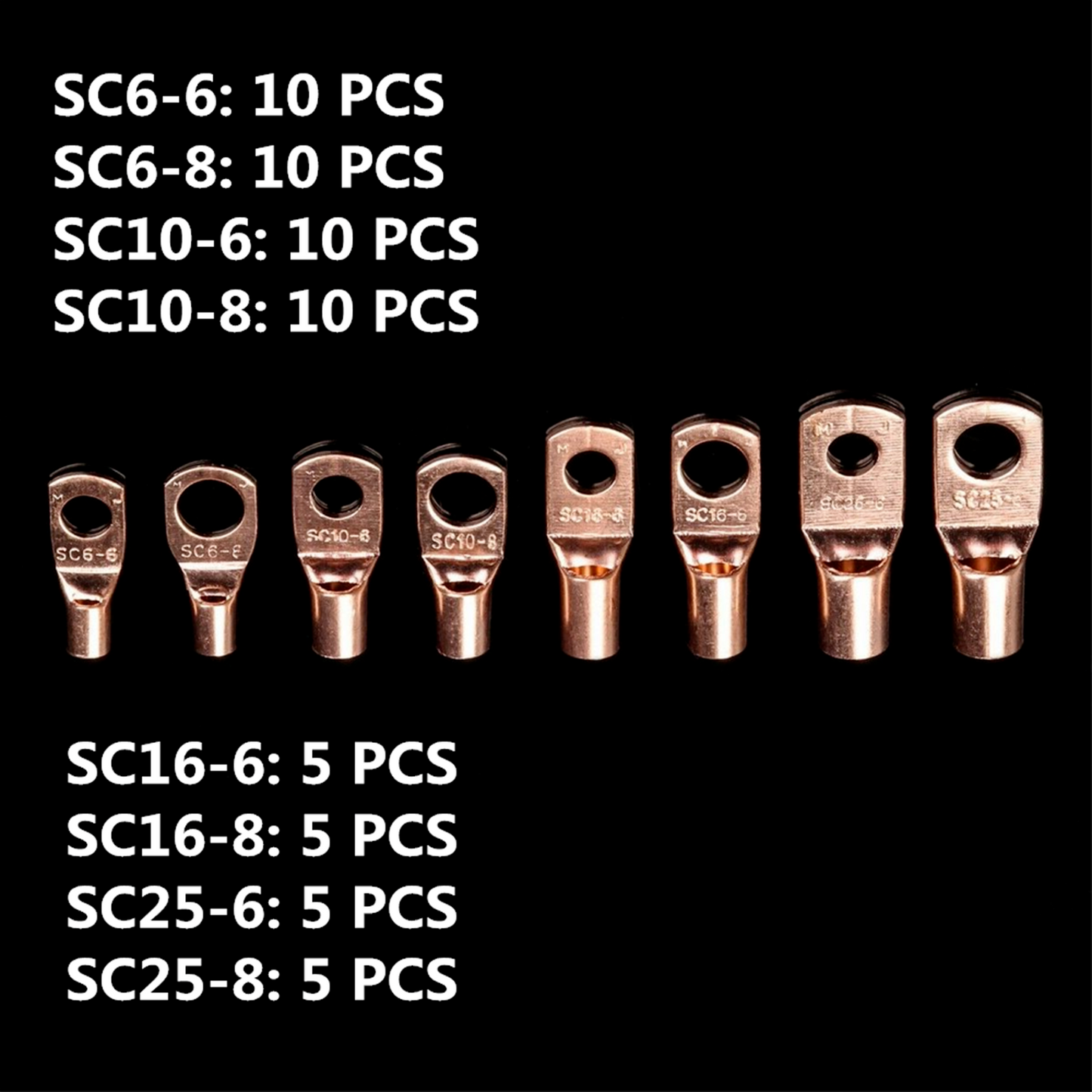 140pcs Copper Wire Lugs Battery Cable Ends Terminal Connectors Kit