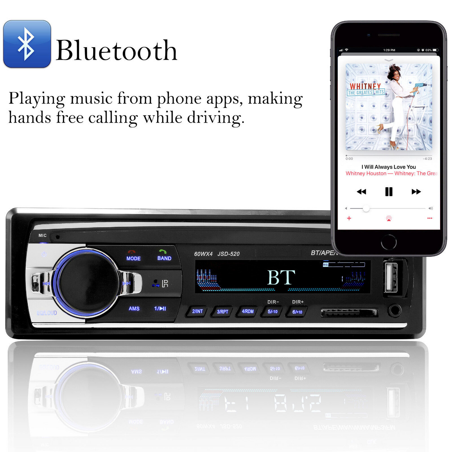 Bluetooth Car Stereo Audio SD USB MP3 Radio Player