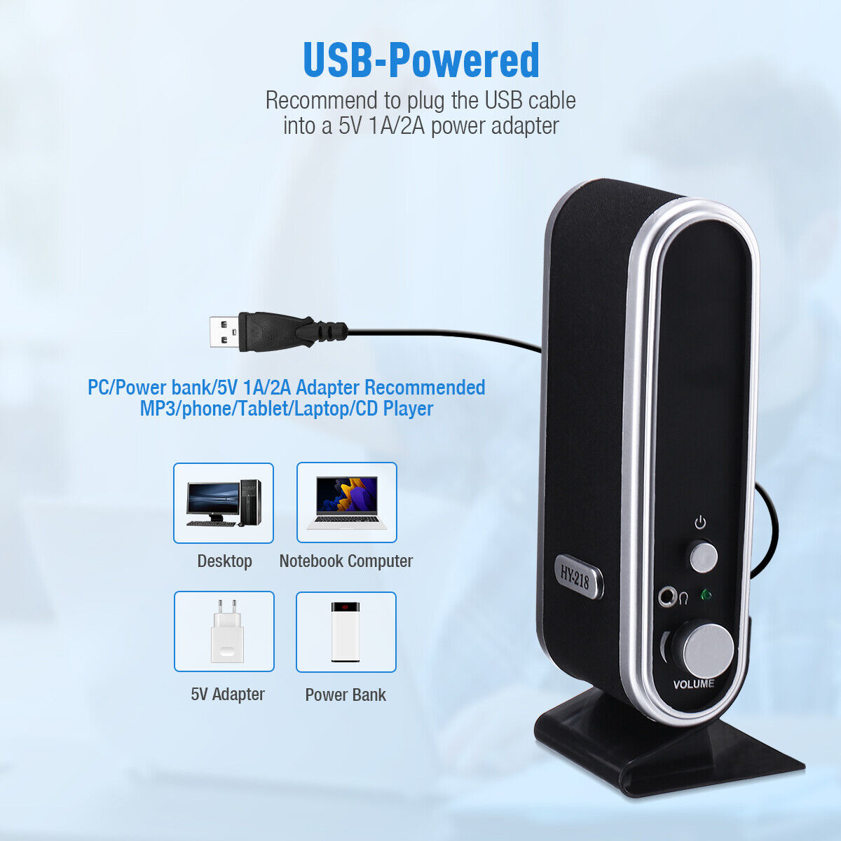 PC Computer Speakers 2.0 Stereo USB 3.5 mm Jack