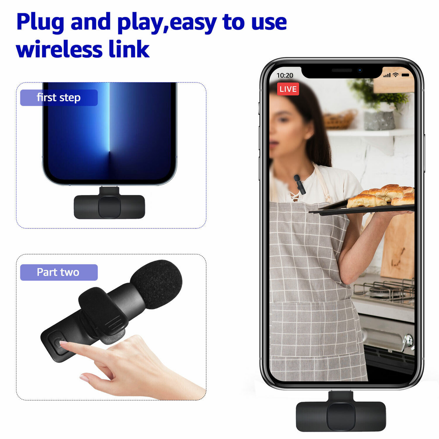 Wireless Lavalier Mini Mic: Audio/Video Recorder for Android & iOS