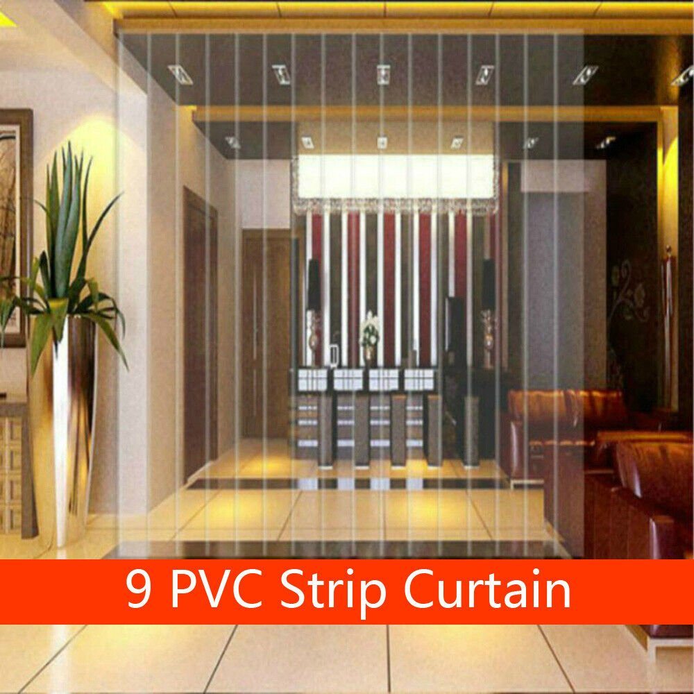 9 Strip Clear PVC Plastic Strip Curtain Door Hanging Rail Kit fIT Warehouse Mall