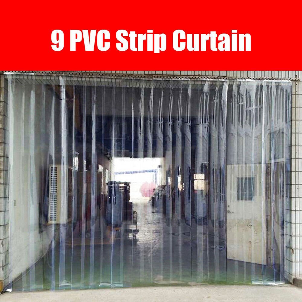 9 Strip Clear PVC Plastic Strip Curtain Door Hanging Rail Kit fIT Warehouse Mall
