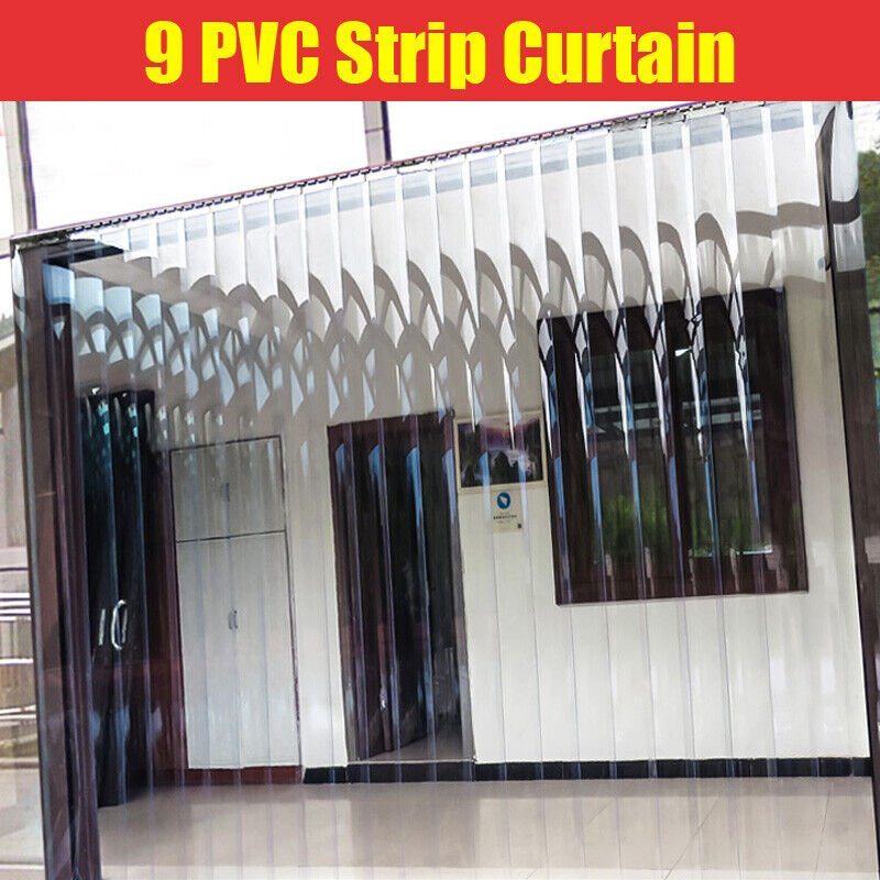 9 Strip Clear PVC Plastic Strip Curtain Door Hanging Rail Kit fIT Warehouse Mall