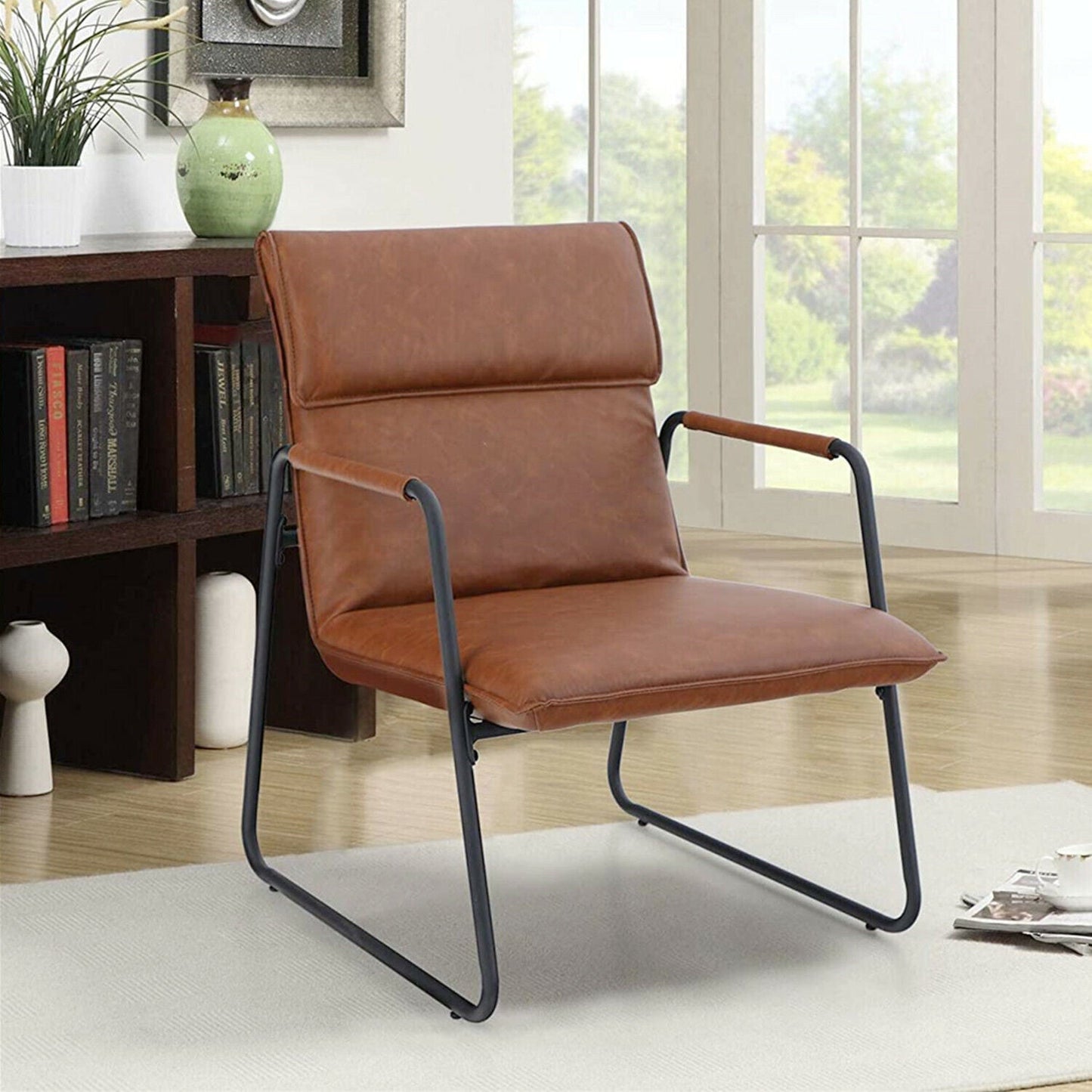 Accent Chair PU Leather Sofa Lounge Chair Living Room Indoor Furniture Brown