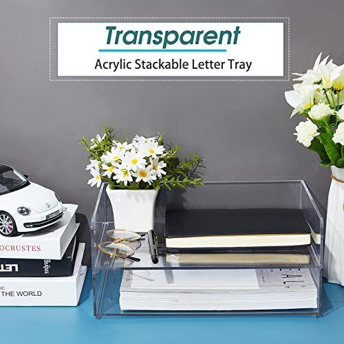 Acrylic Desk Organizers and Accessories Tier Paper File Organizer Tray Stackable