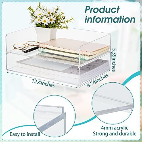 Acrylic Desk Organizers and Accessories Tier Paper File Organizer Tray Stackable