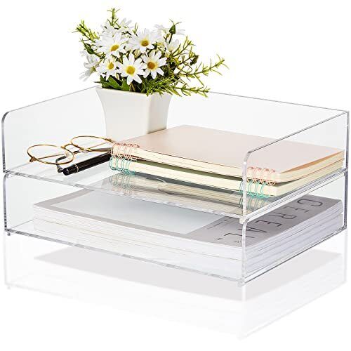 Acrylic Desk Organizers and Accessories Tier Paper File Organizer Tray Stackable