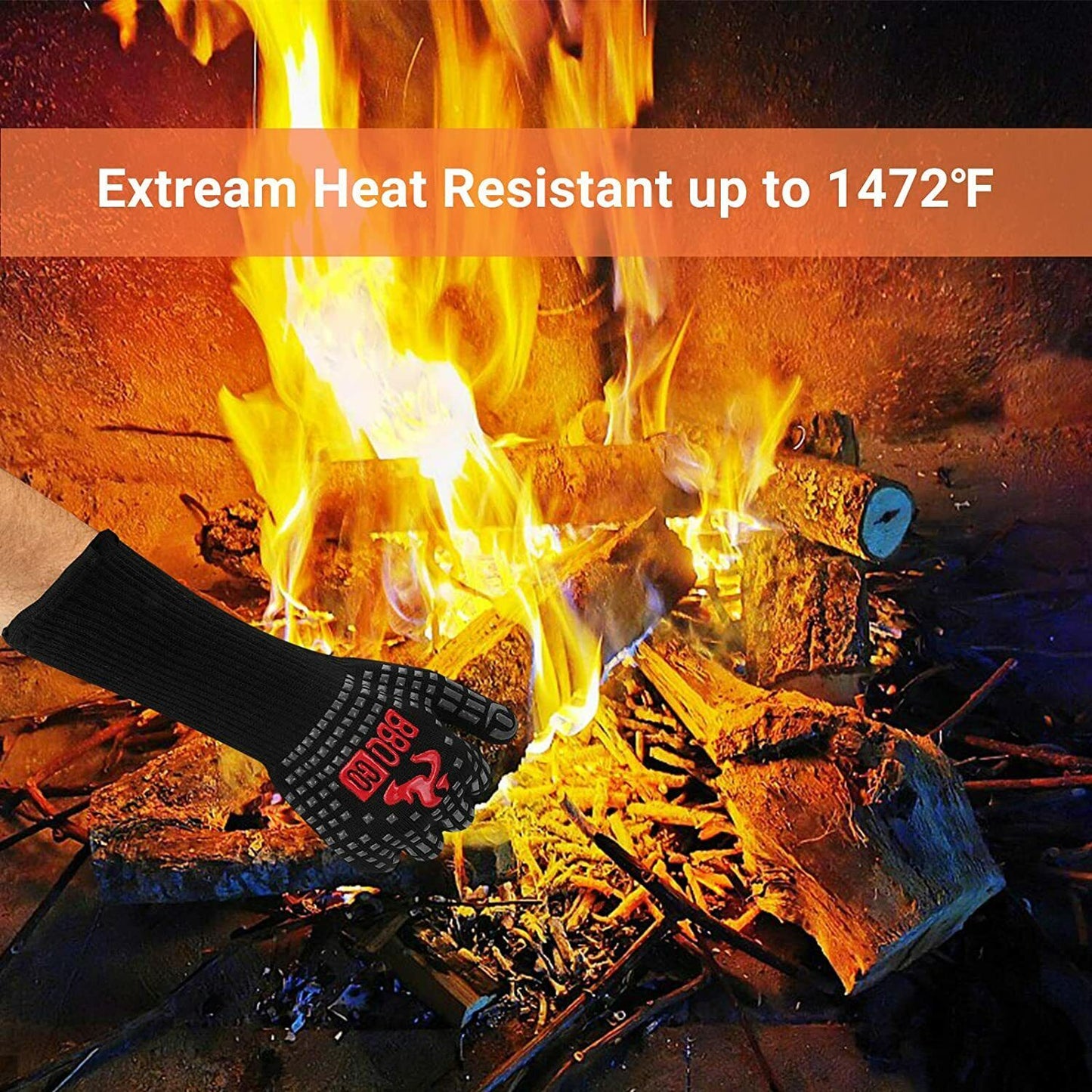 BBQ Grill Gloves Heat Resistant Gloves 1472°F Oven Cooking Mitts Silicone 5.5''