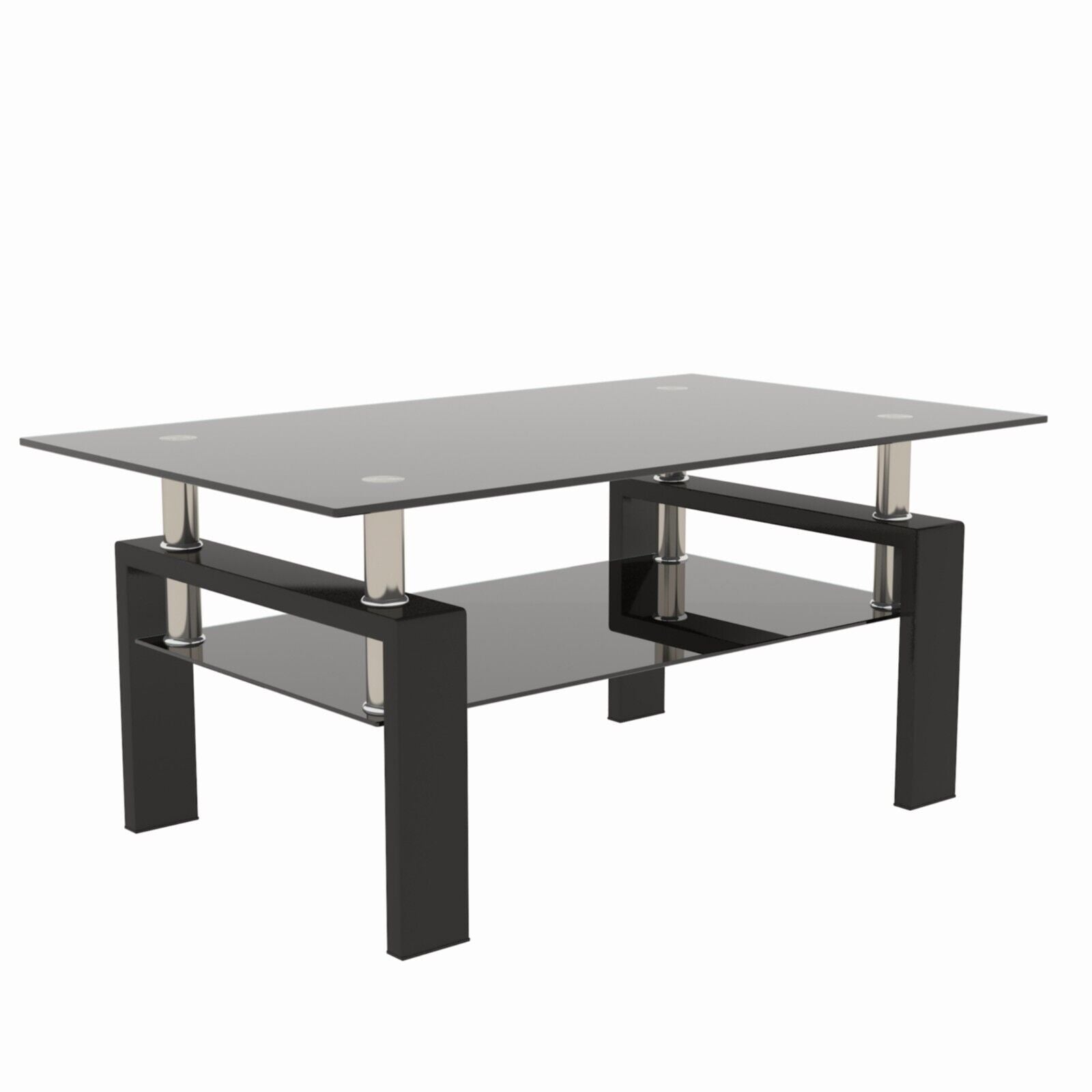 Black Modern Tempered Glass Coffee Table for Living Room Office Home Furniture