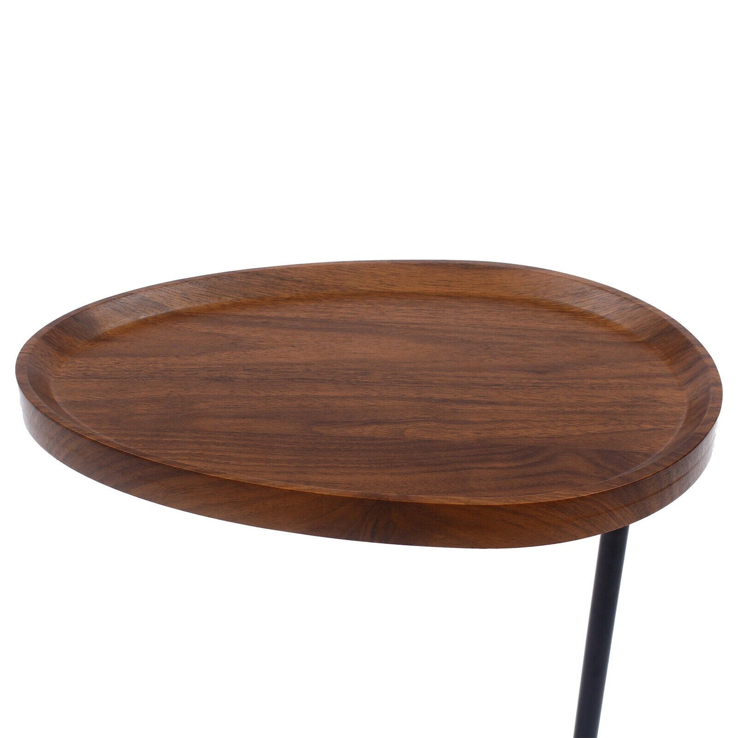 Black+Walnut End Tables Modern Small Side Coffee Table Round Bed Sofa Table US