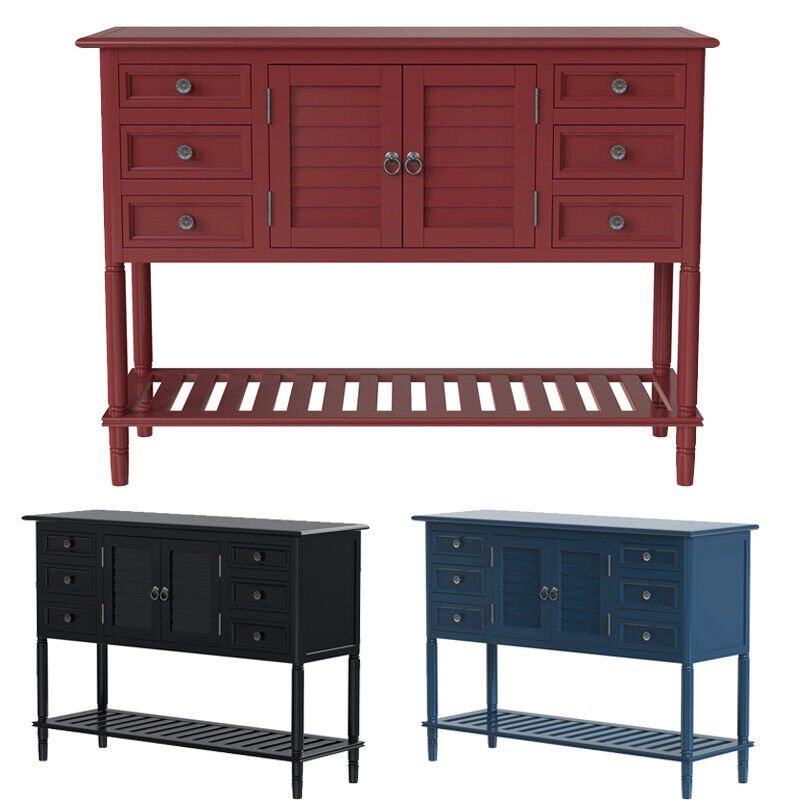 Console Table with 6 Drawers Storage Shelf Cabinet Living Room Hallway ...