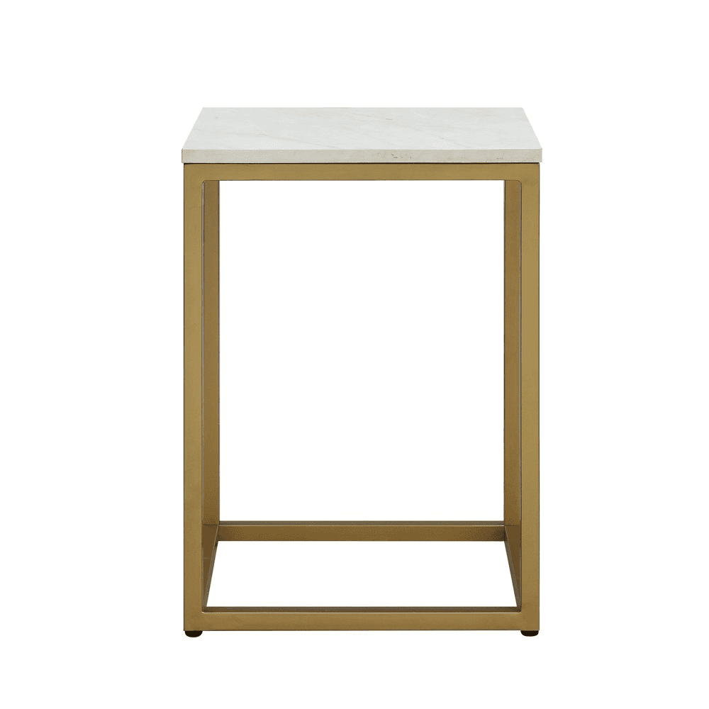 End Table White Tabletop with Gold Metal Frame Home Office Furniture Desk New