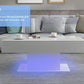 High Gloss White Coffee Table with LED Lights Accent Center Table Living Room US