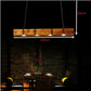 Industrial 4-Light LED Linear Rust Wood Ceiling Island Pendant Light Farmhouse