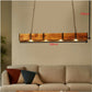 Industrial 4-Light LED Linear Rust Wood Ceiling Island Pendant Light Farmhouse