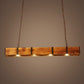 Industrial 4-Light LED Linear Rust Wood Ceiling Island Pendant Light Farmhouse