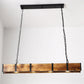 Industrial 4-Light LED Linear Rust Wood Ceiling Island Pendant Light Farmhouse