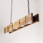 Industrial 4-Light LED Linear Rust Wood Ceiling Island Pendant Light Farmhouse