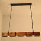 Industrial 4-Light LED Linear Rust Wood Ceiling Island Pendant Light Farmhouse
