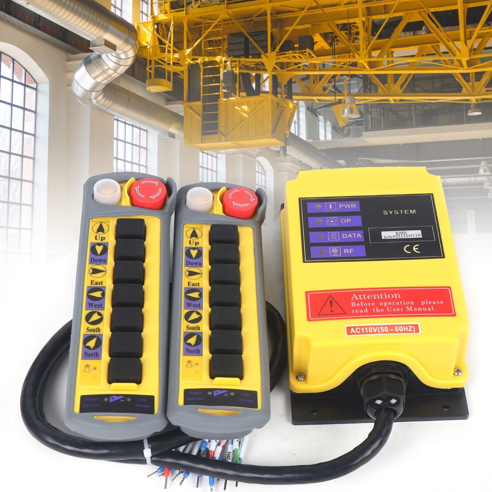 Industrial Wireless Hoist Crane Remote Control 2 Transmitter+Receiver ...