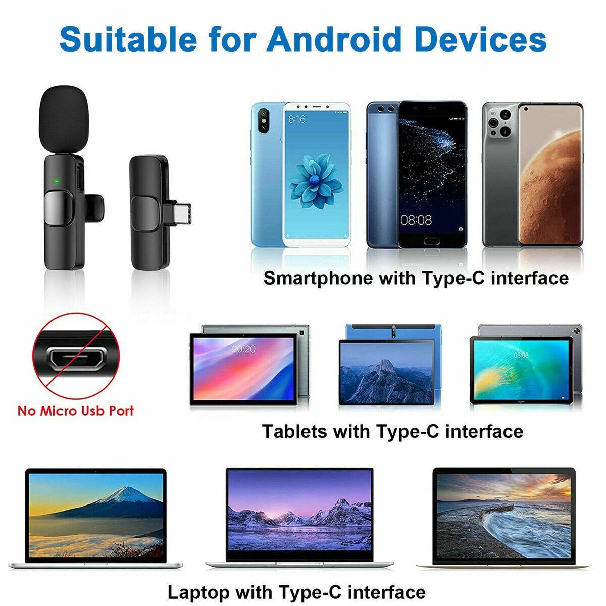Mini Microphone Wireless Audio Video Recording with Phone Charging