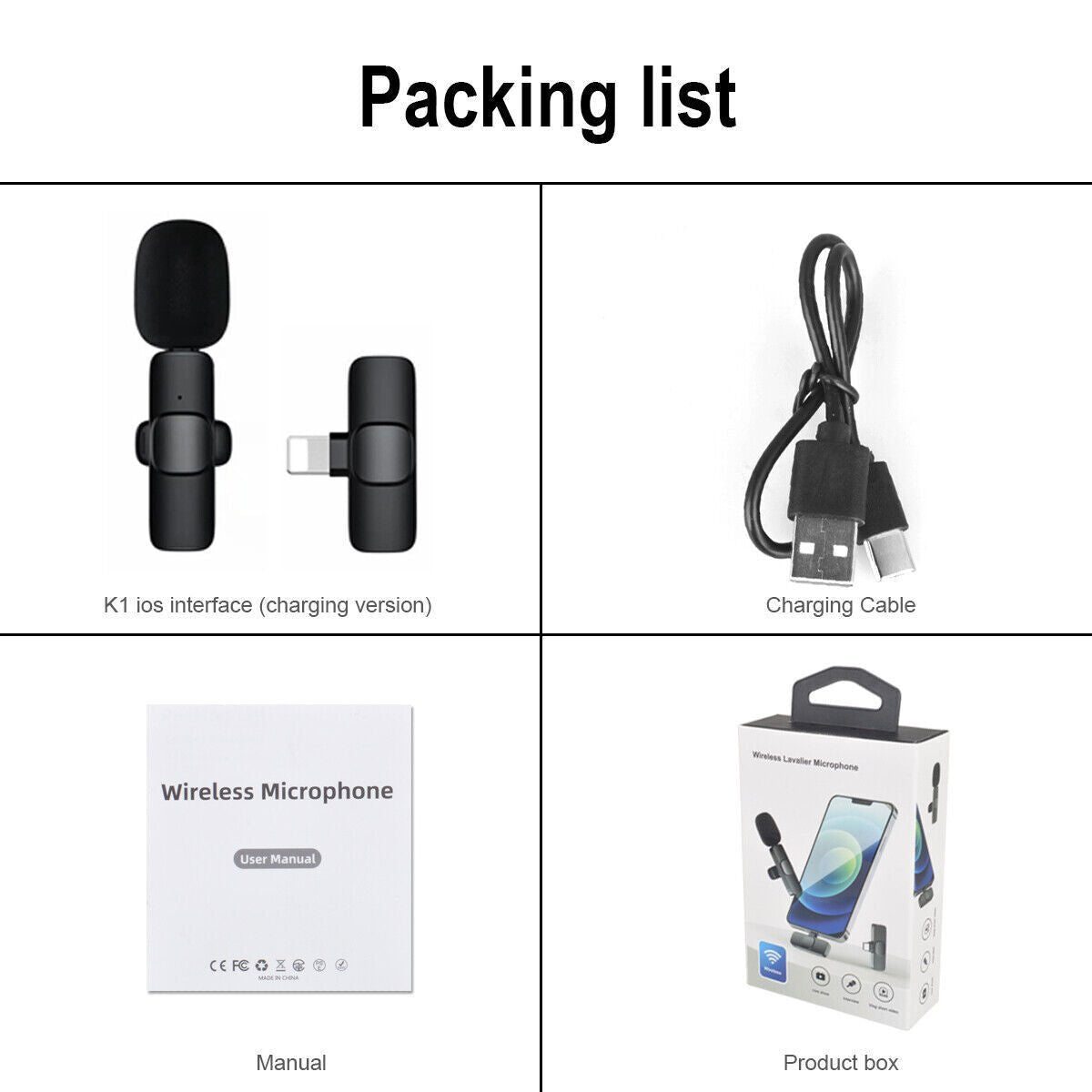 Mini Microphone Wireless Audio Video Recording with Phone Charging