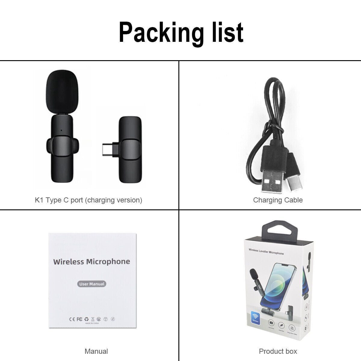 Mini Microphone Wireless Audio Video Recording with Phone Charging