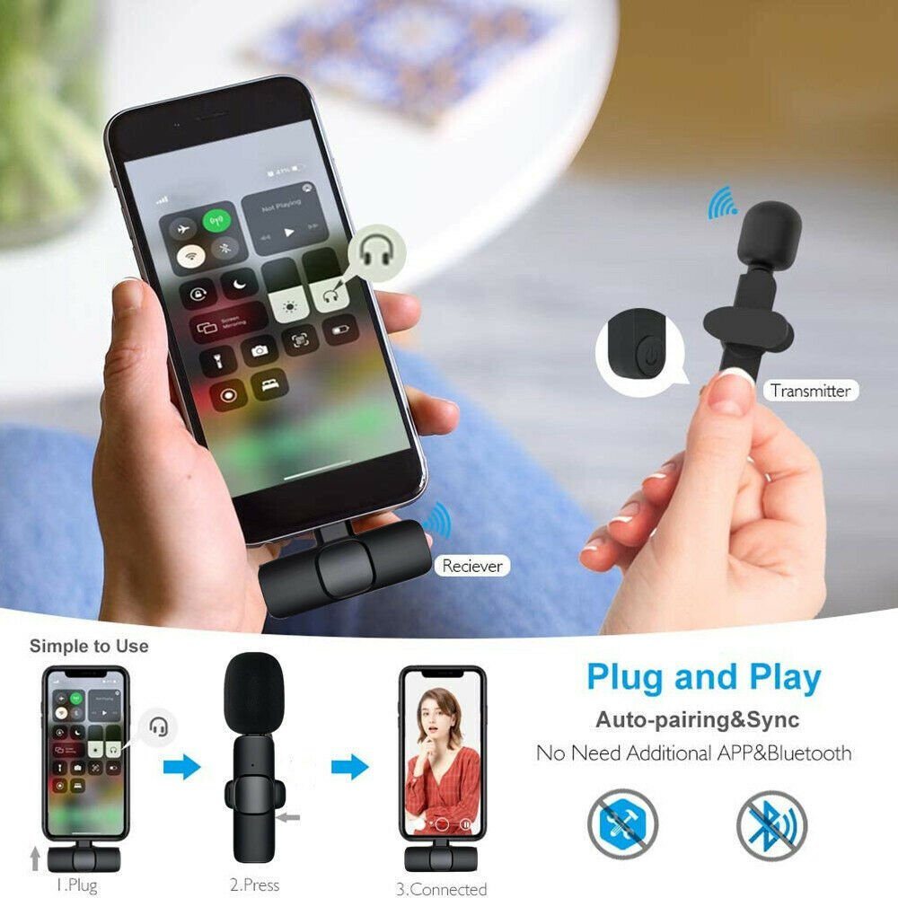 Mini Microphone Wireless Audio Video Recording with Phone Charging